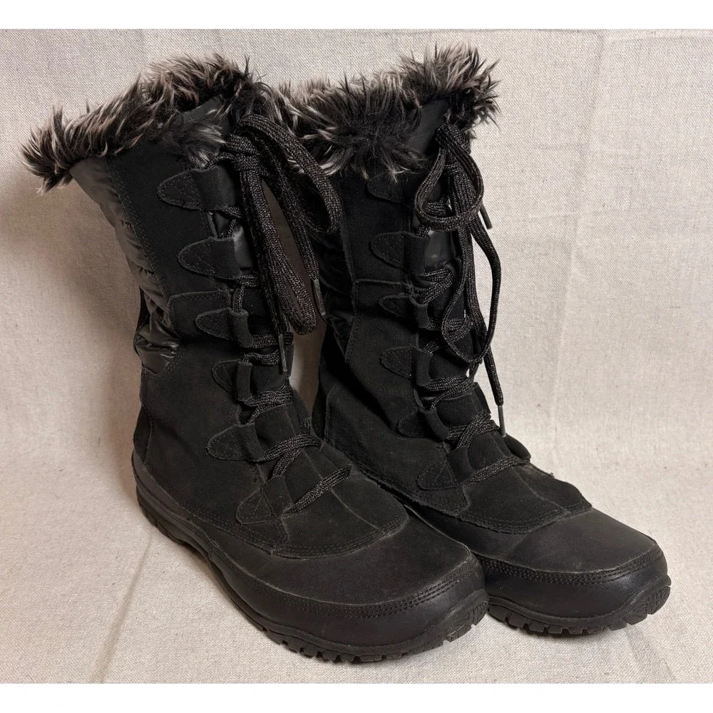 The North Face‎ Nuptse Purna Waterproof Winter Boots Black Fux Fur 9.5